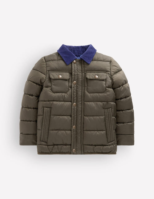 Baffled Collar Jacket-Khaki
