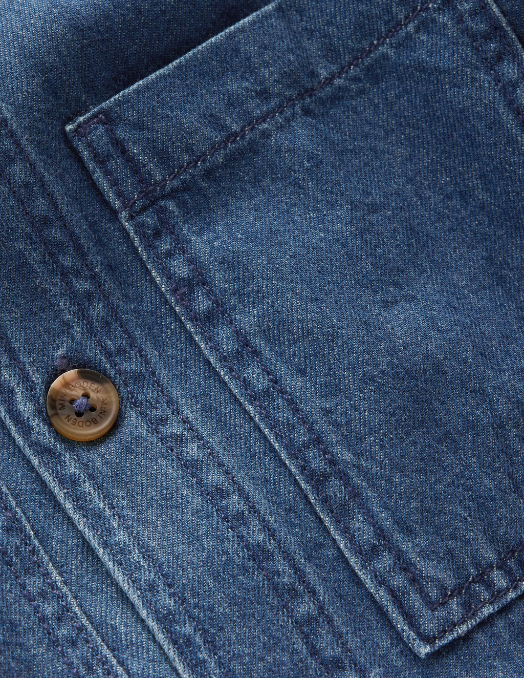 Cotton Front Pocket Overshirt-Mid Denim