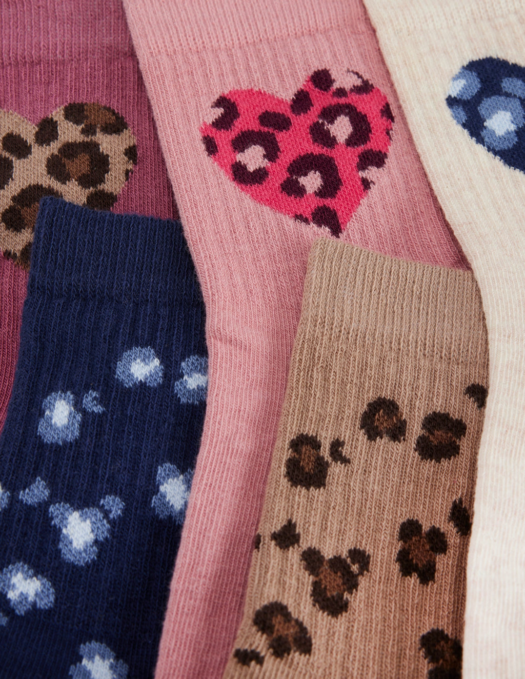 Girls 5-Pack Socks-Leopard