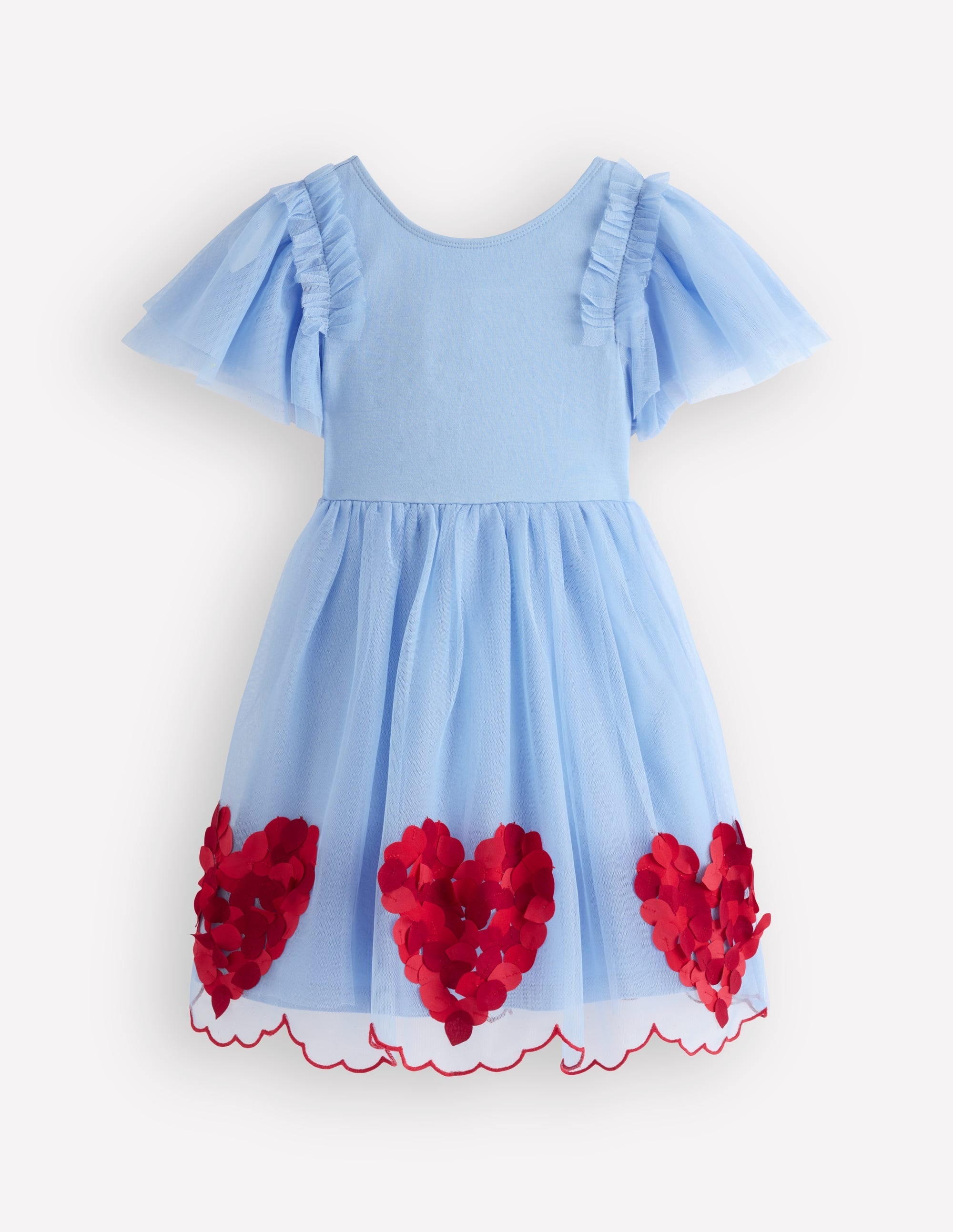 Short Sleeve Logo Tulle Dress-Blue Hearts