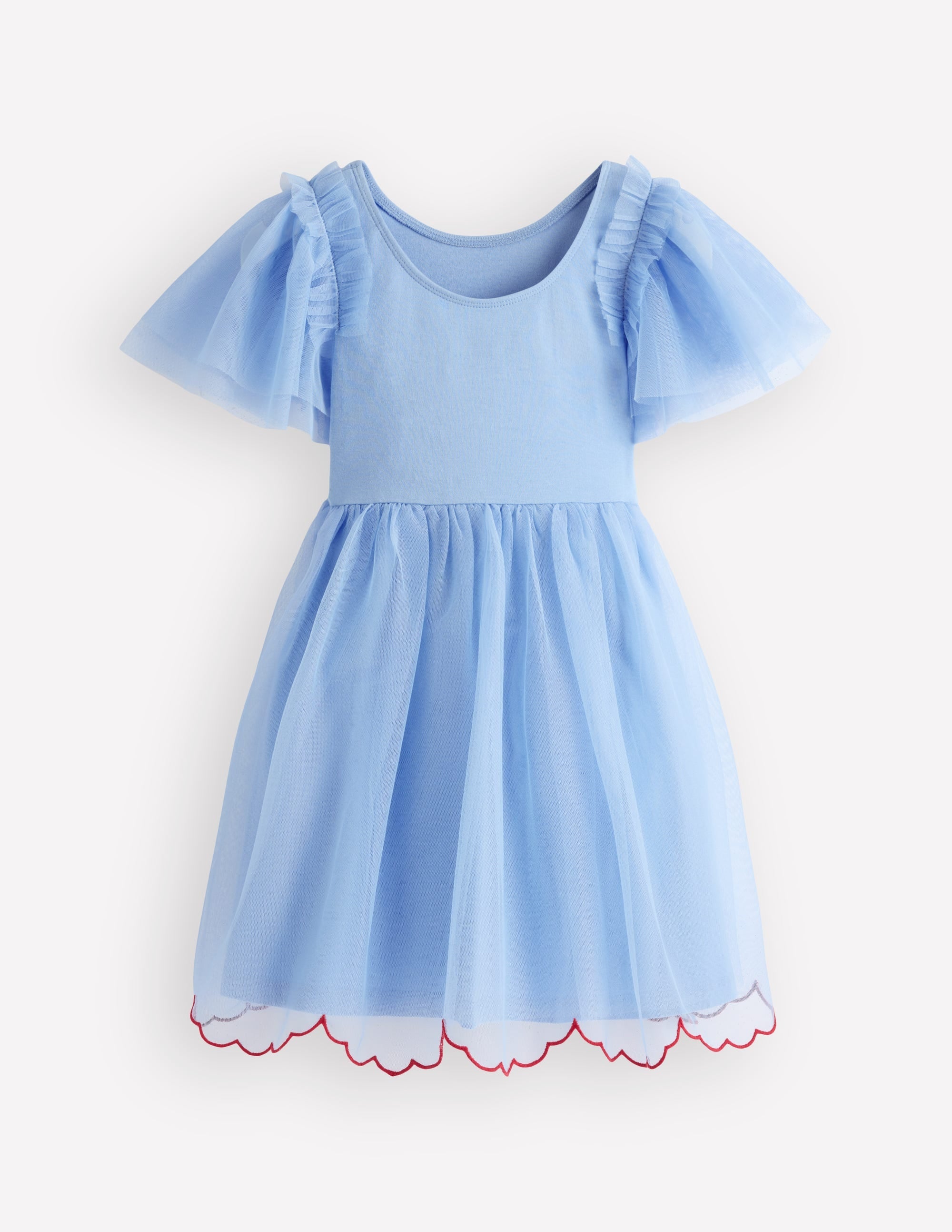 Short Sleeve Logo Tulle Dress-Blue Hearts