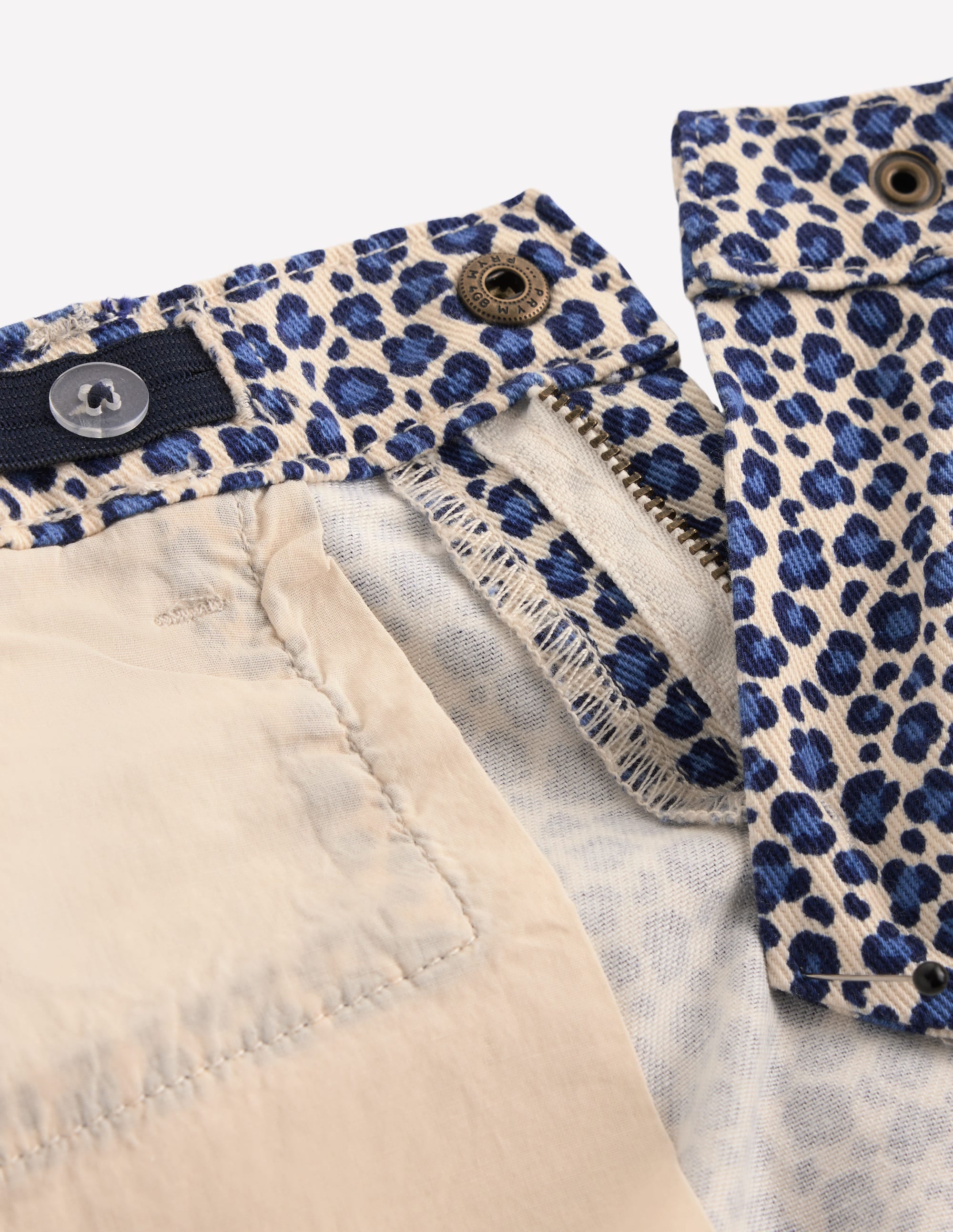 Wide Leg Jeans-Calico White/ Blue Leopard