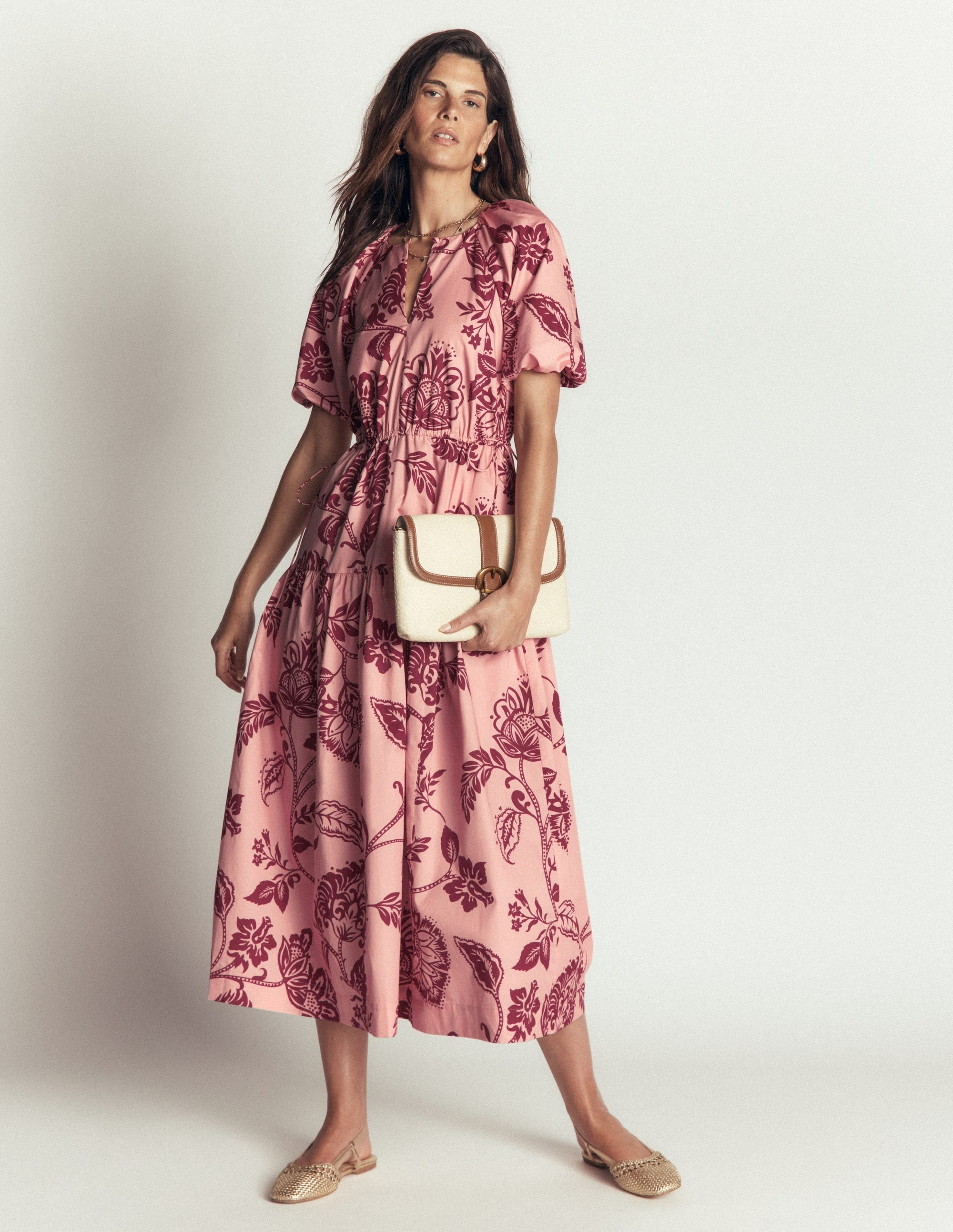 Draw Waist Fashion Dress-Chalf Pink, Planted Meadows