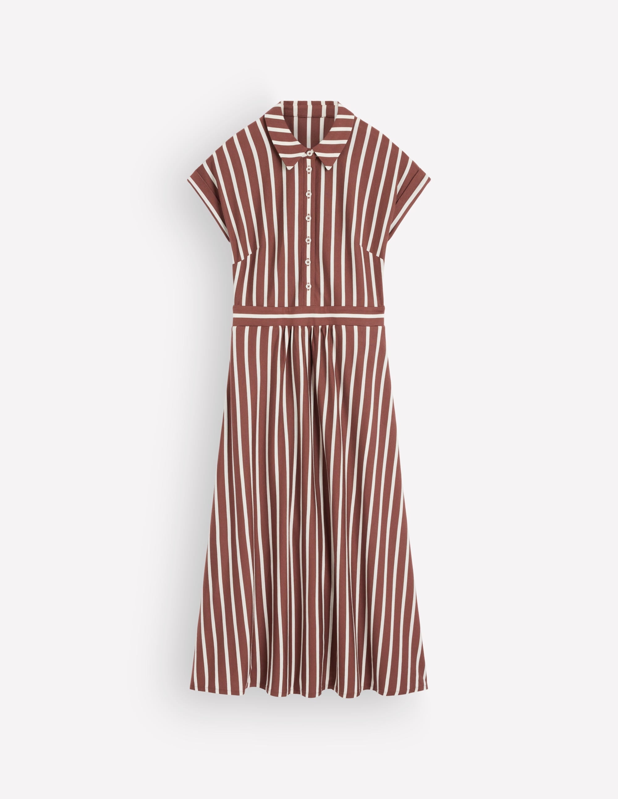 Fae Jersey Shirt Dress-Brown Stripe