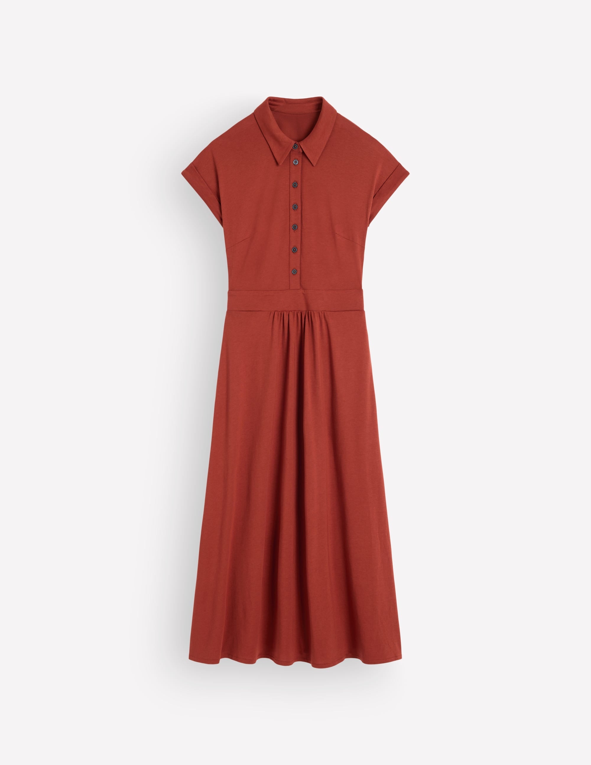 Fae Jersey Shirt Dress-Burnt Orange
