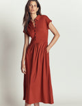 Fae Jersey Shirt Dress-Burnt Orange