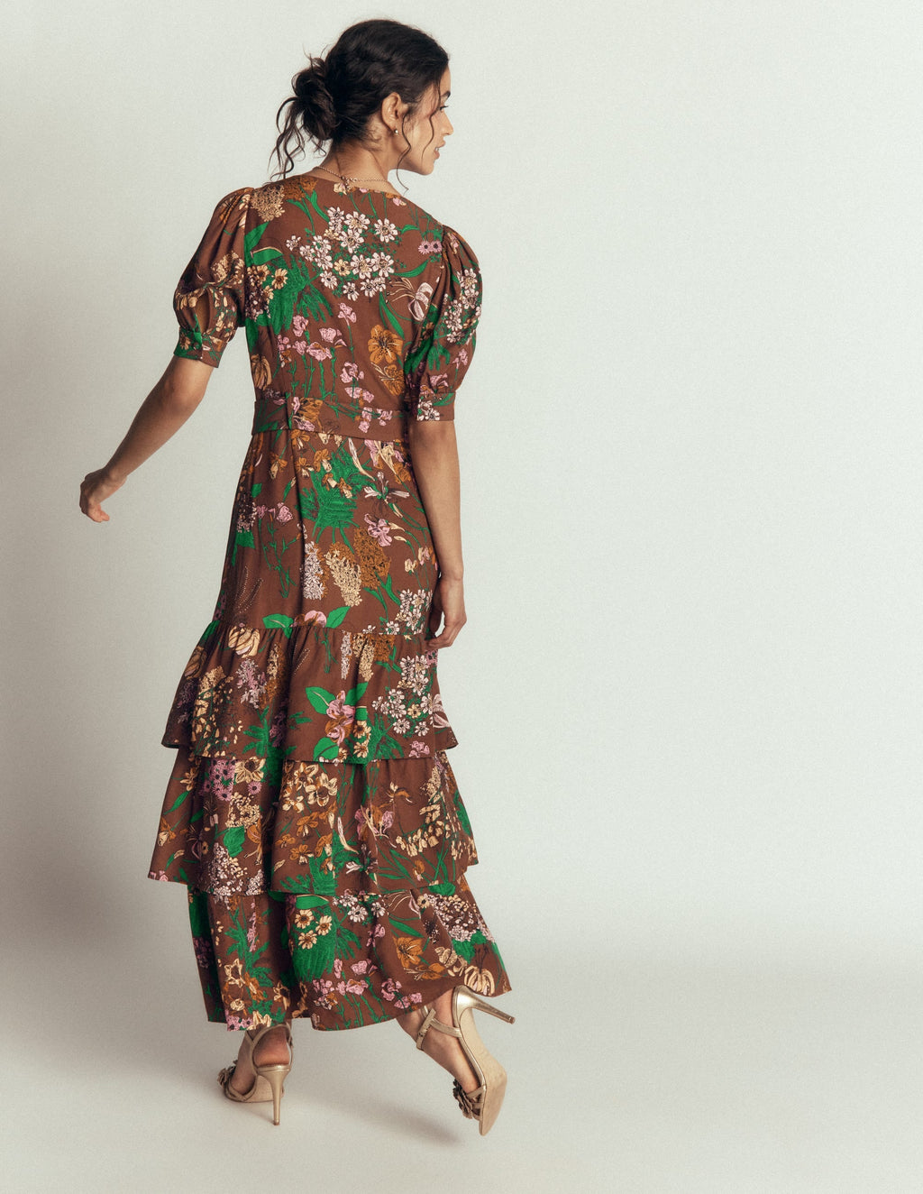 V Neck Layered Dress-Fudgesickle Whimsical Flora