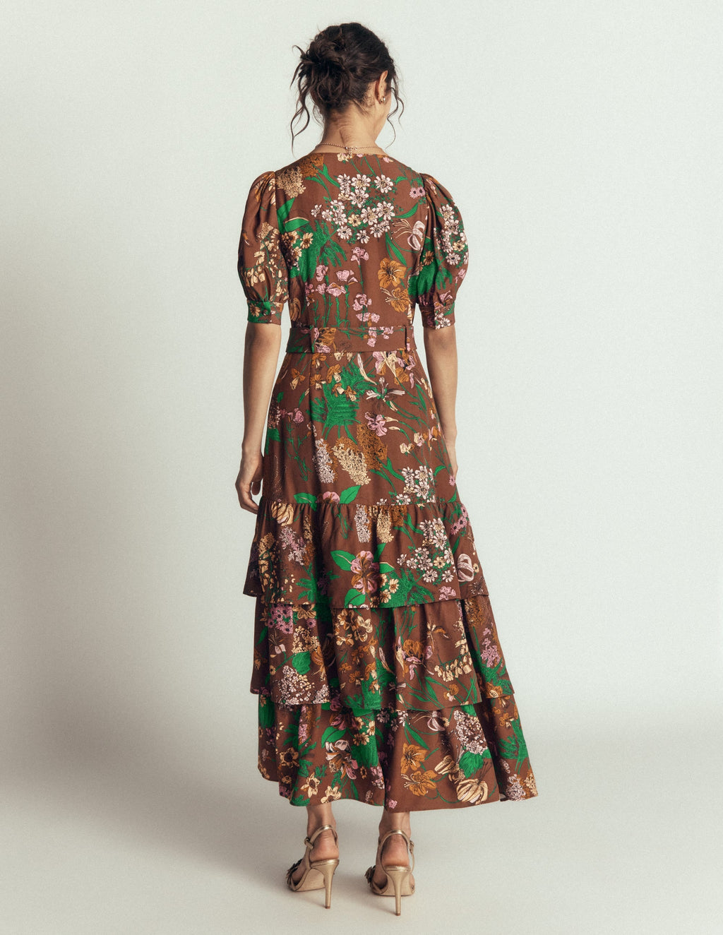 V Neck Layered Dress-Fudgesickle Whimsical Flora