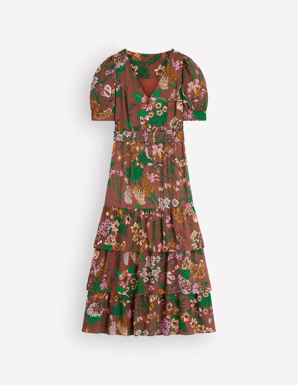 V Neck Layered Dress-Fudgesickle Whimsical Flora