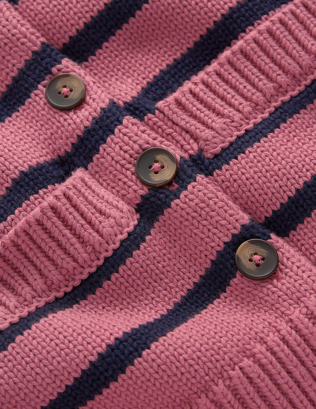 Lucy Chunky Cotton Cardigan-heather rose, navy stripe