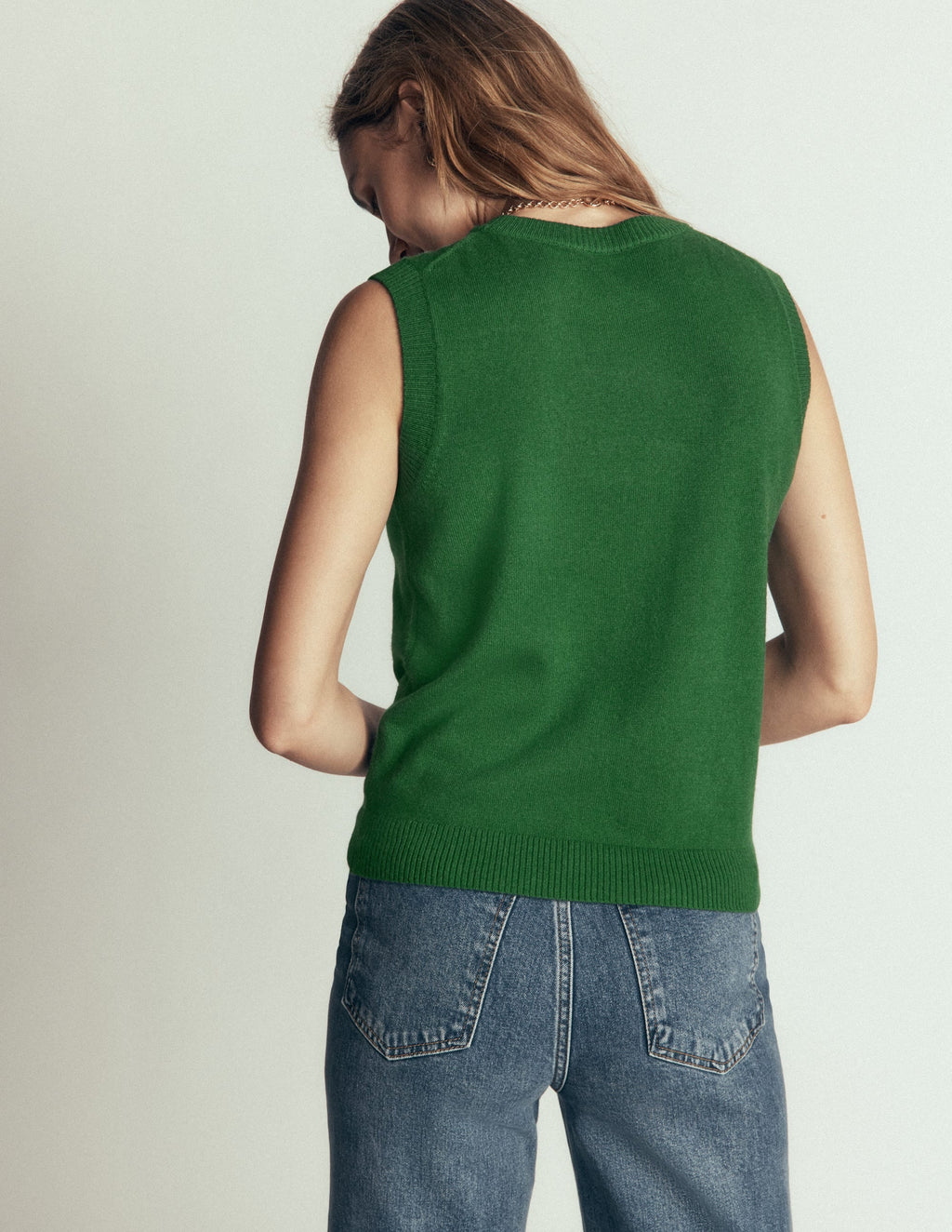 Elsie Cashmere Tank-Fresh Green