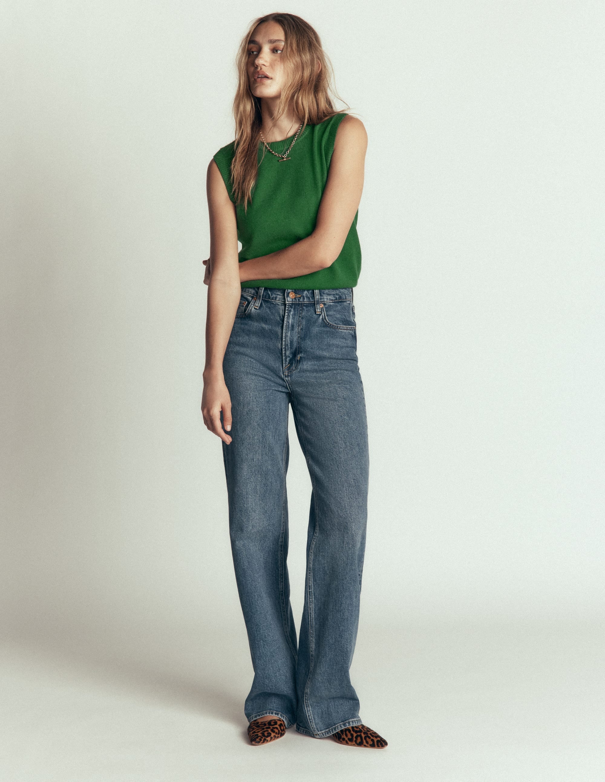 Elsie Cashmere Tank-Fresh Green