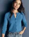 Camilla Cotton Crew Cardigan-Bright Blue