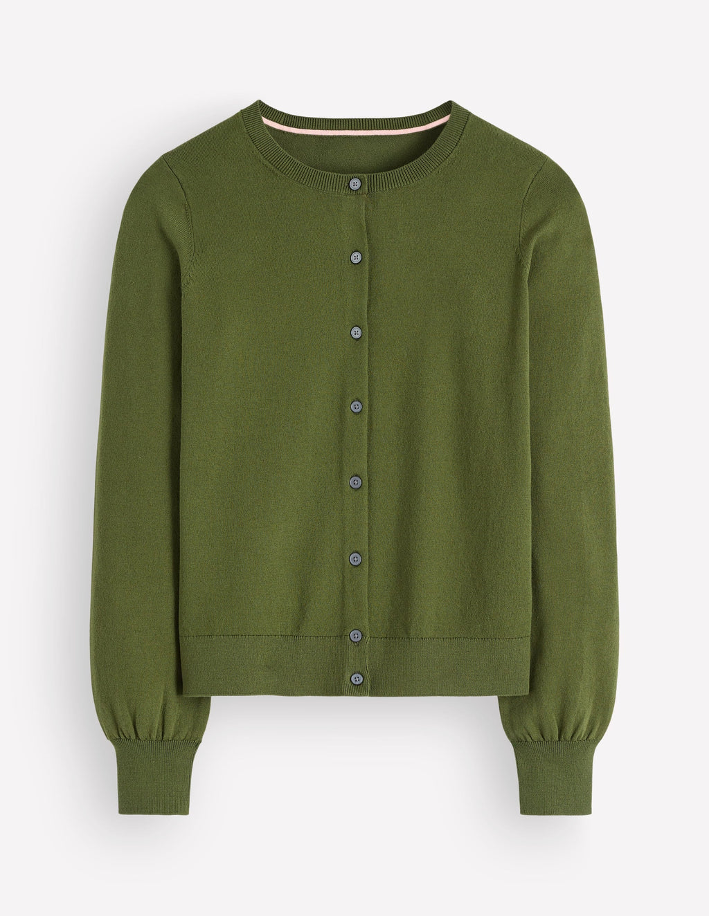 Camilla Cotton Crew Cardigan-Forest Green