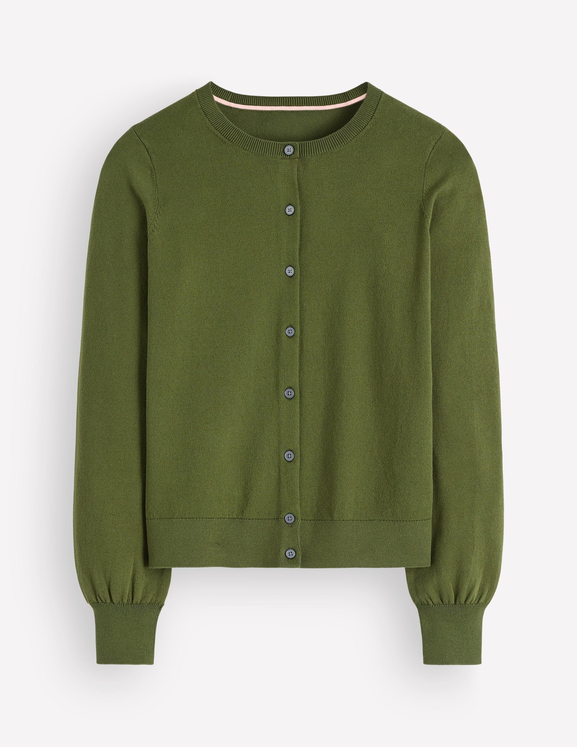 Camilla Cotton Crew Cardigan-Forest Green