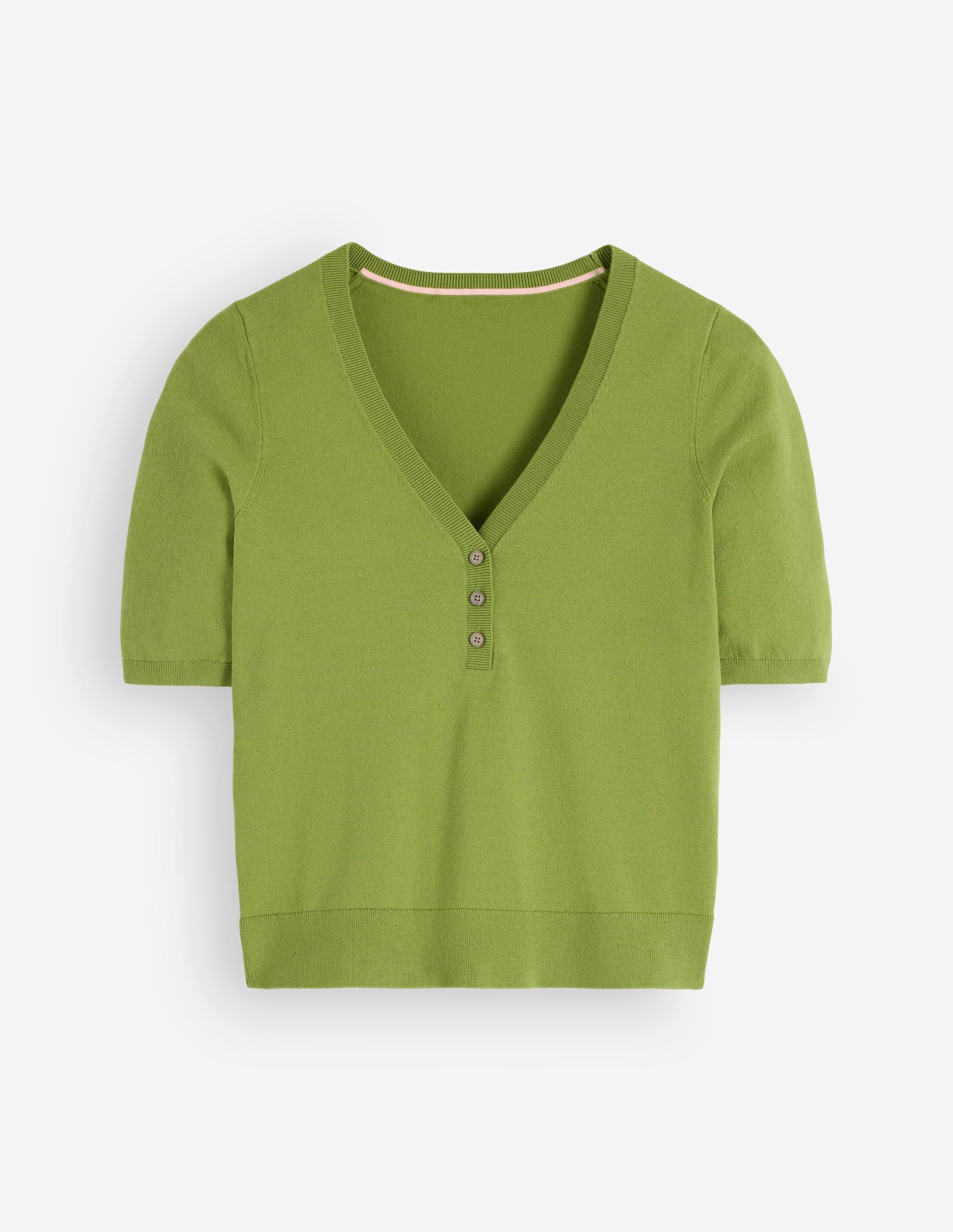 Camilla Cotton V-neck T-shirt-Laurel Green