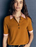 Collared Knitted T-shirt-Toffee Brown