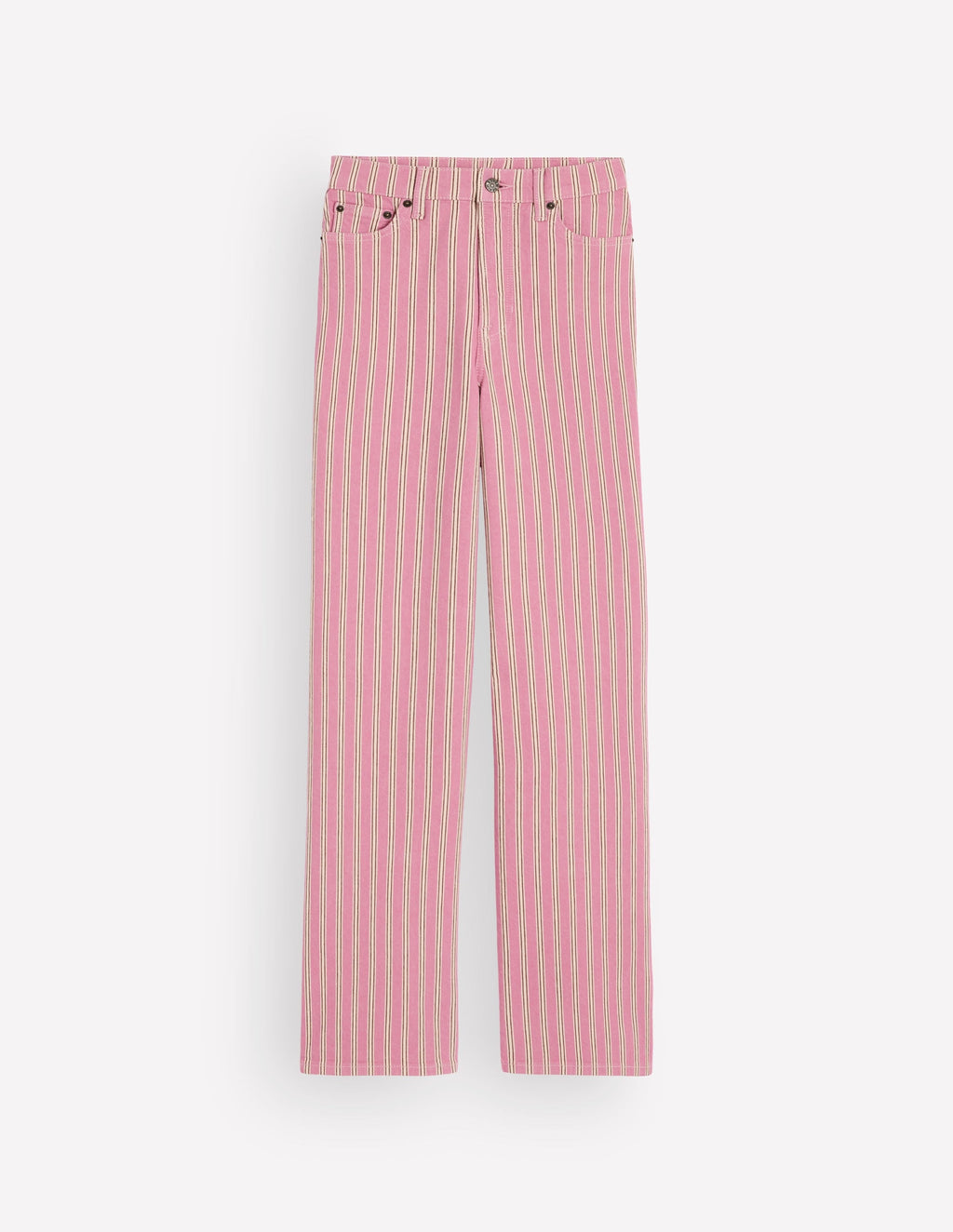 High Rise Column Leg Jeans-Pink, Maroon Tram Stripe