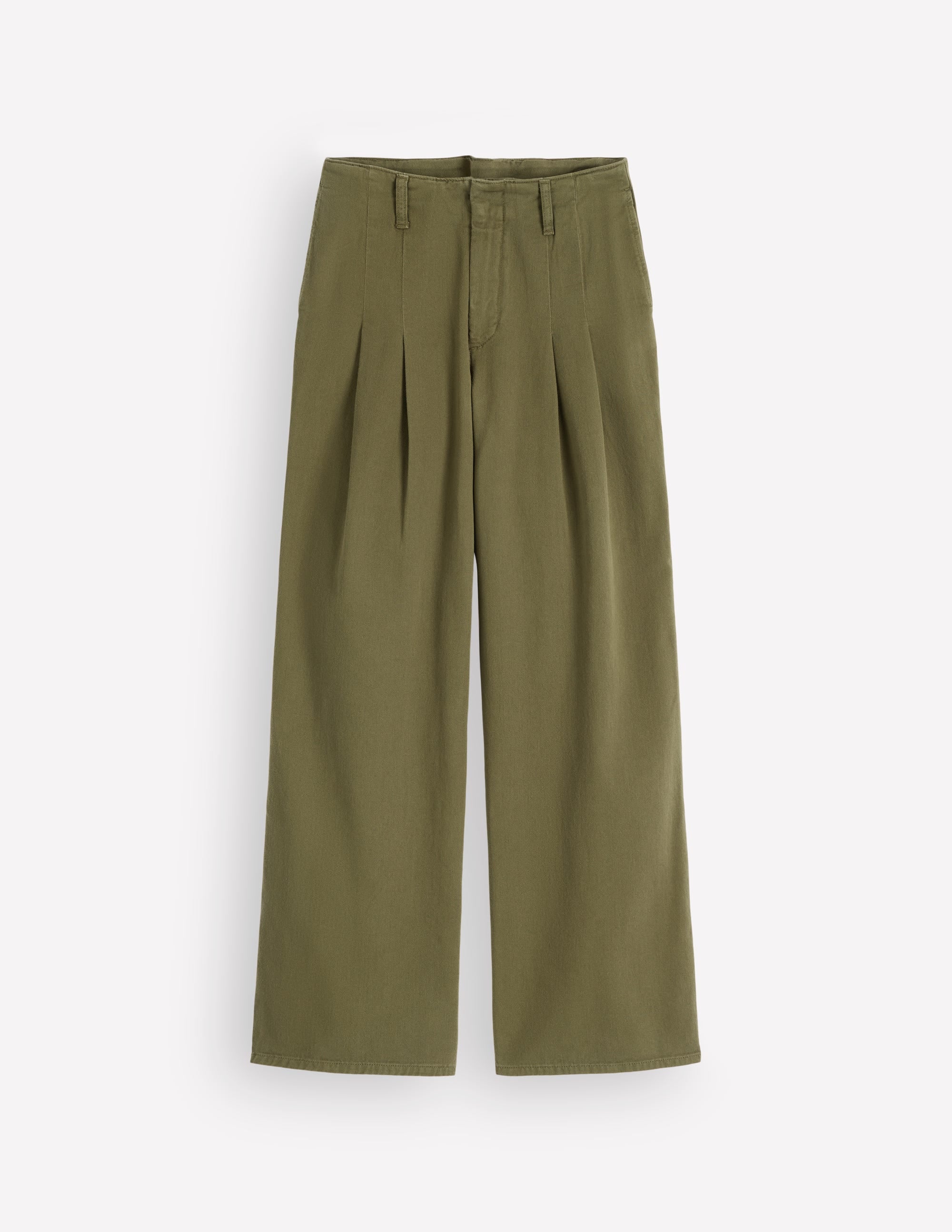 Mayfair Pleat Detail Pants-Woodland Green