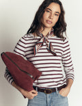 Olivia Long Sleeve Breton-Ivory and Bitter Chocolate
