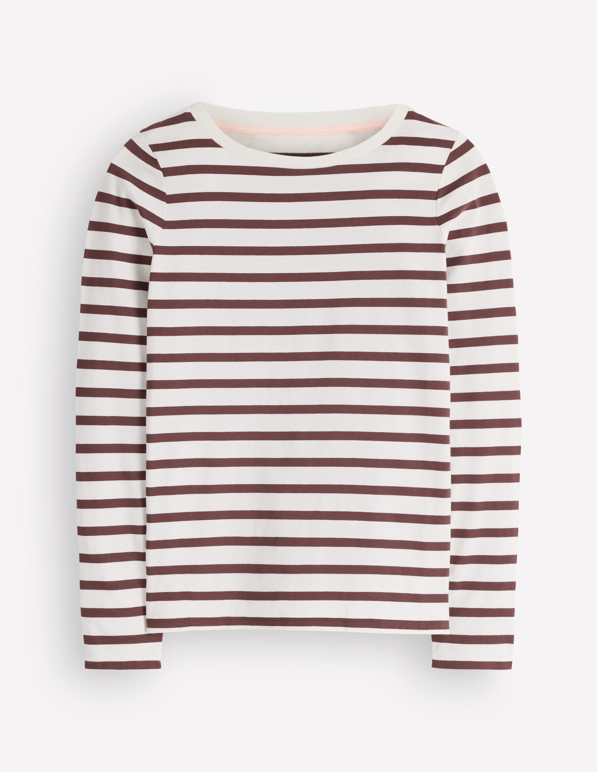 Olivia Long Sleeve Breton-Ivory and Bitter Chocolate