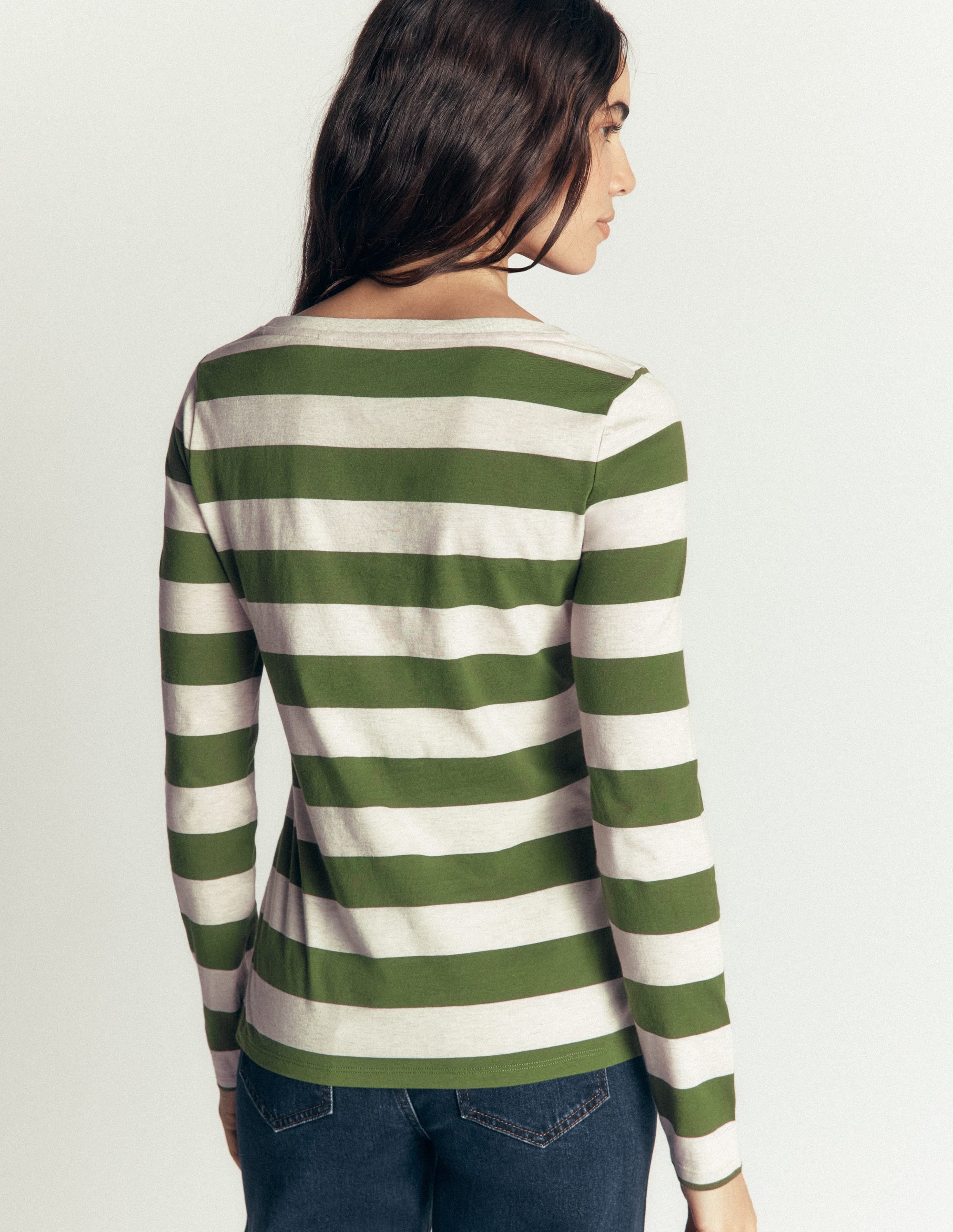 Olivia Long Sleeve Breton-Chive and Oatmeal