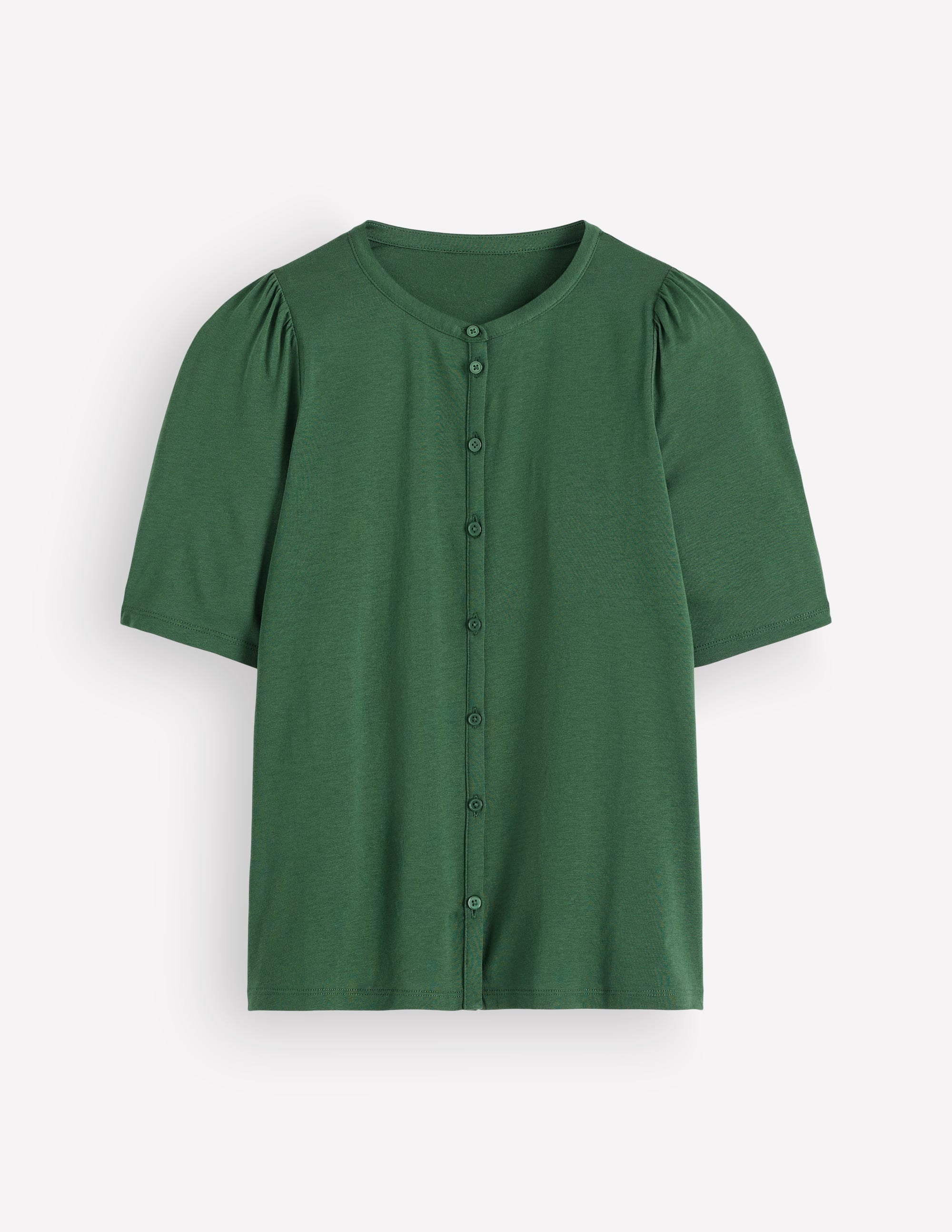 Short Puff Sleeve Top-Hunter Green