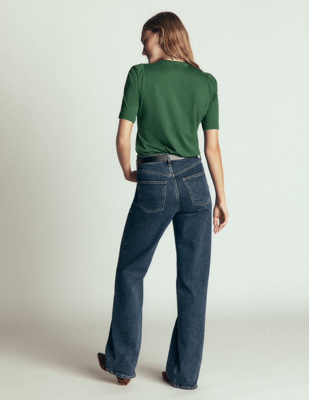Short Puff Sleeve Top-Hunter Green