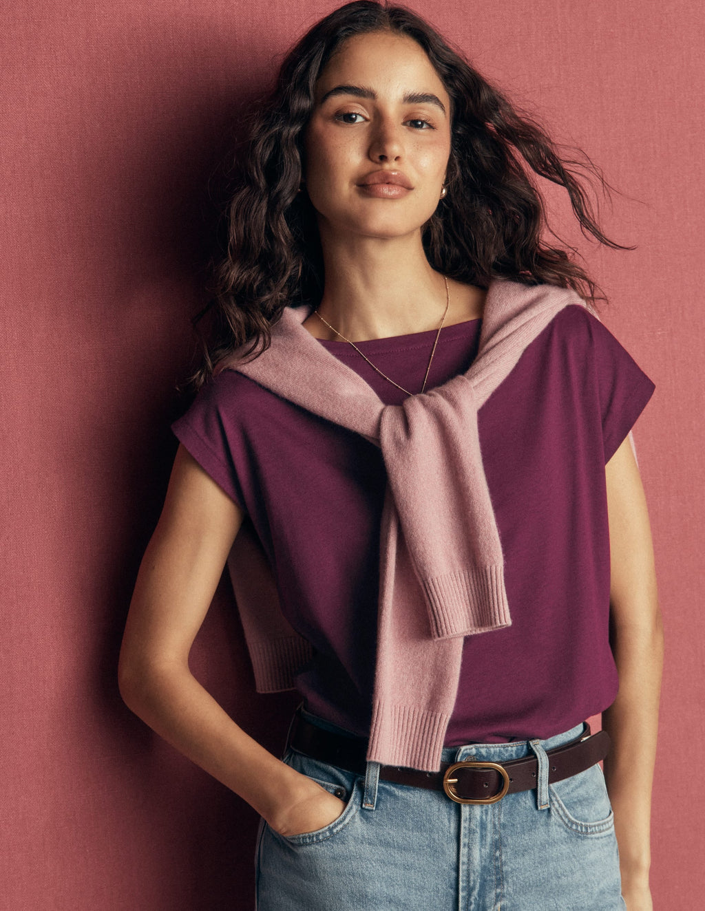Supersoft Slash Neck T-Shirt-Dark Cherry