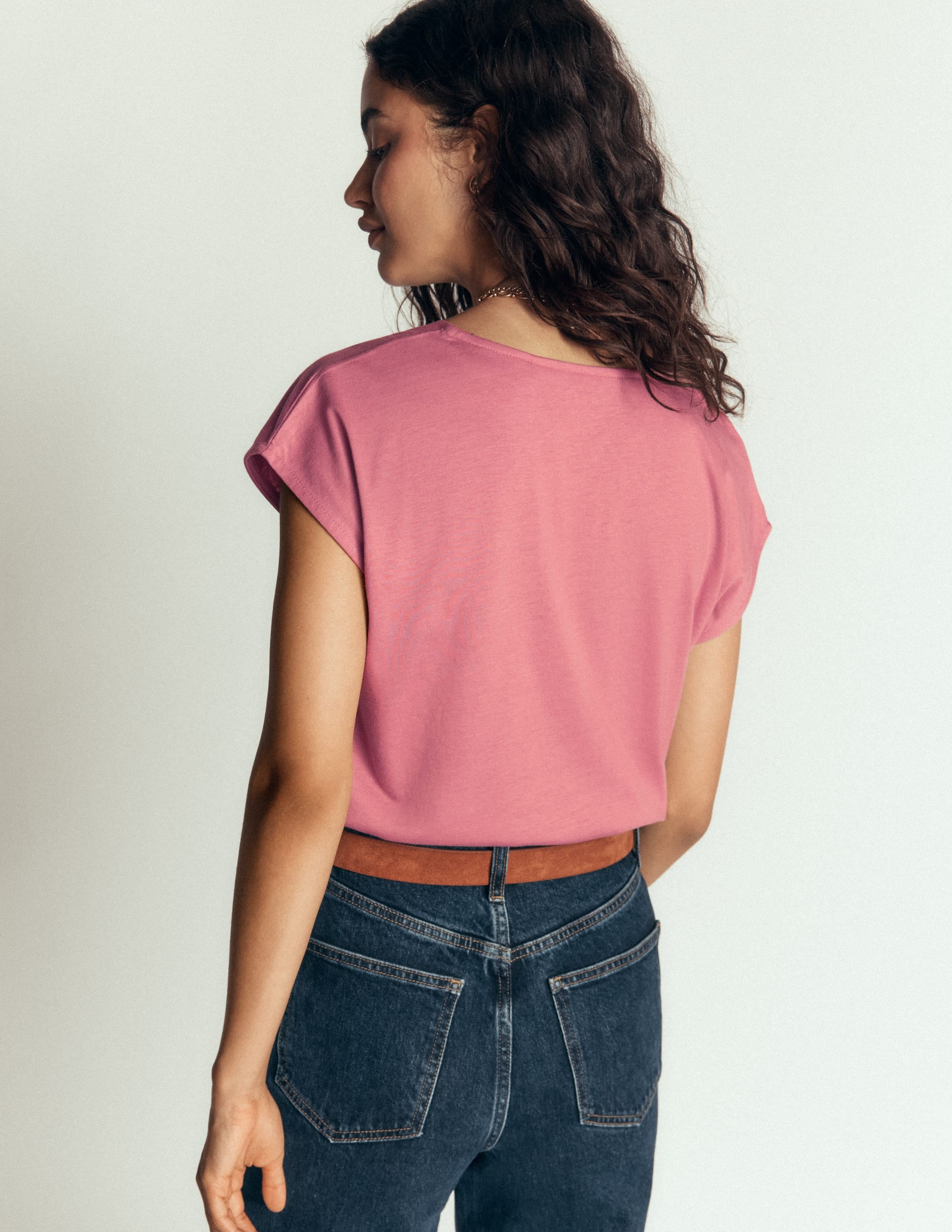 Imi Supersoft V-neck T-shirt-Pink Heather