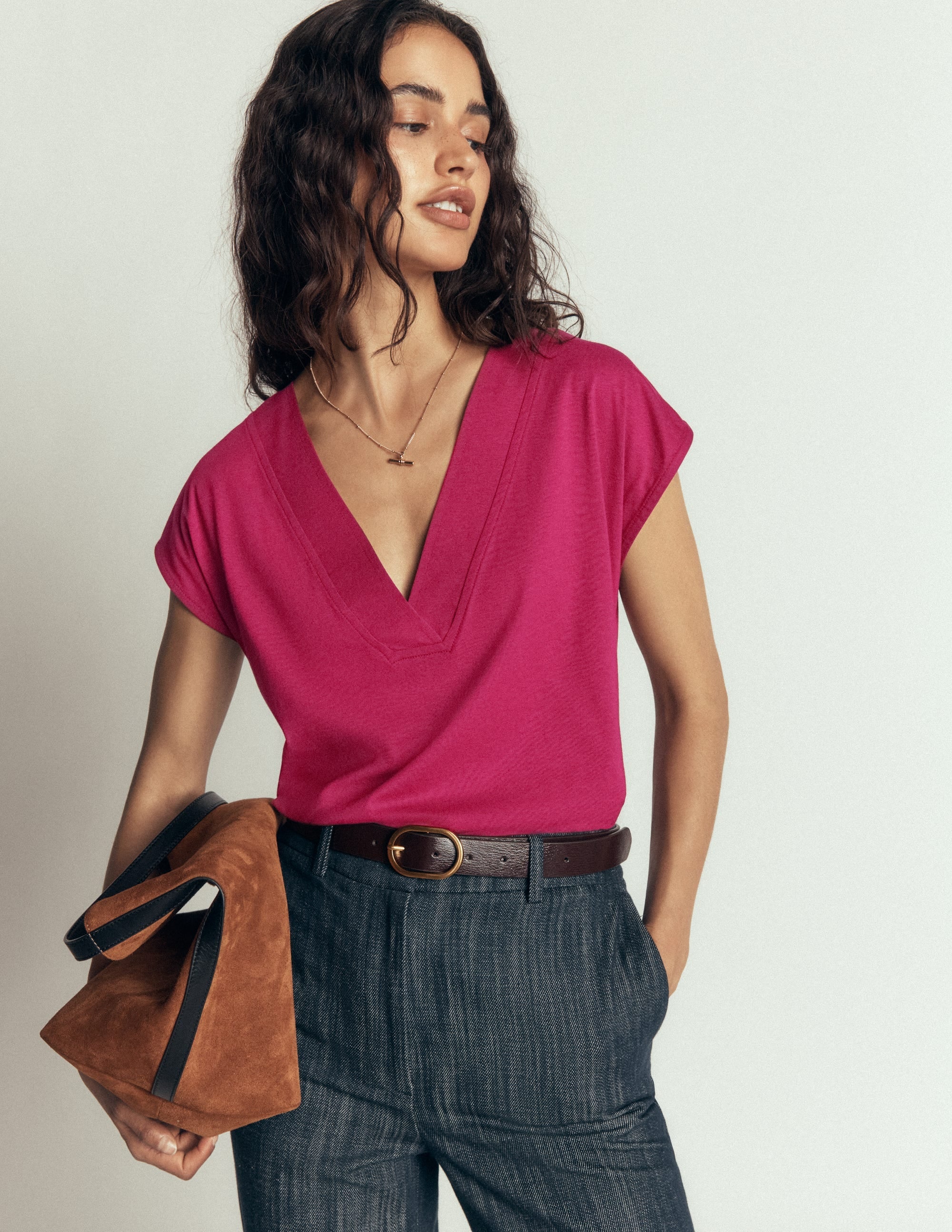 Imi Supersoft V-neck T-shirt-Beet Red