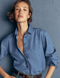 Sienna Crop Relax Denim Shirt-Light Authentic Denim
