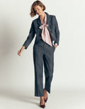 Clara Tie Neck Top-Pink and Brown Stripe