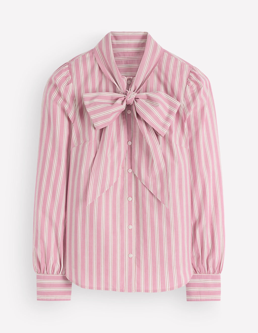 Clara Tie Neck Top-Pink and Brown Stripe