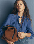 Erica  Denim Frill Top-Mid Vintage