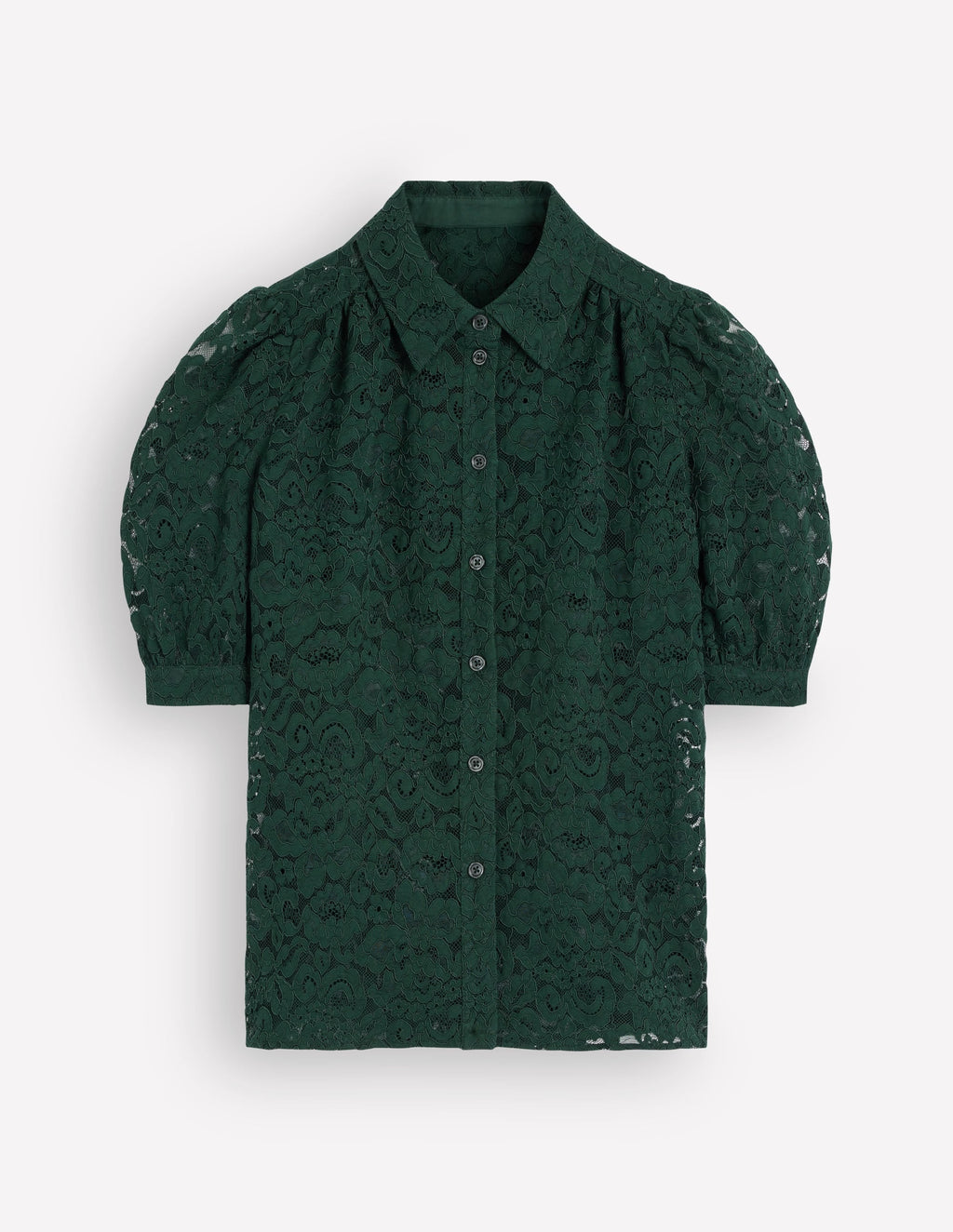 SS Lace Top-Dark Green