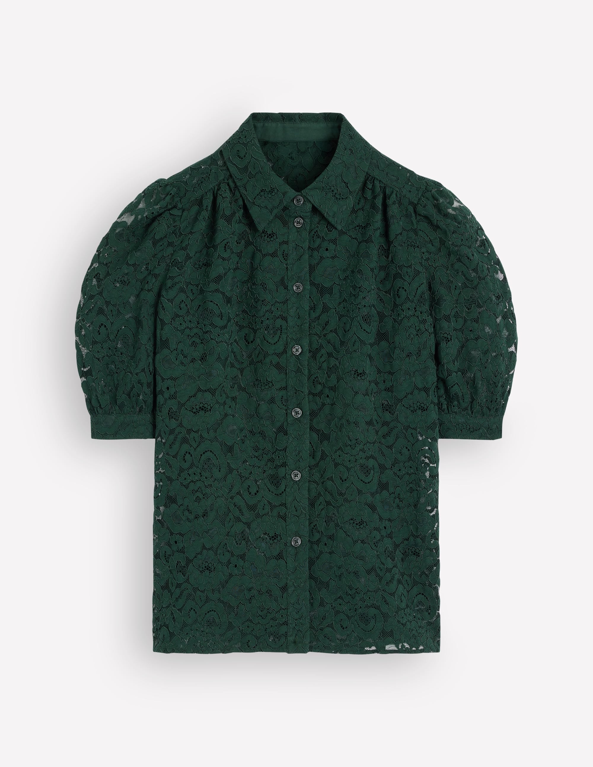 SS Lace Top-Dark Green