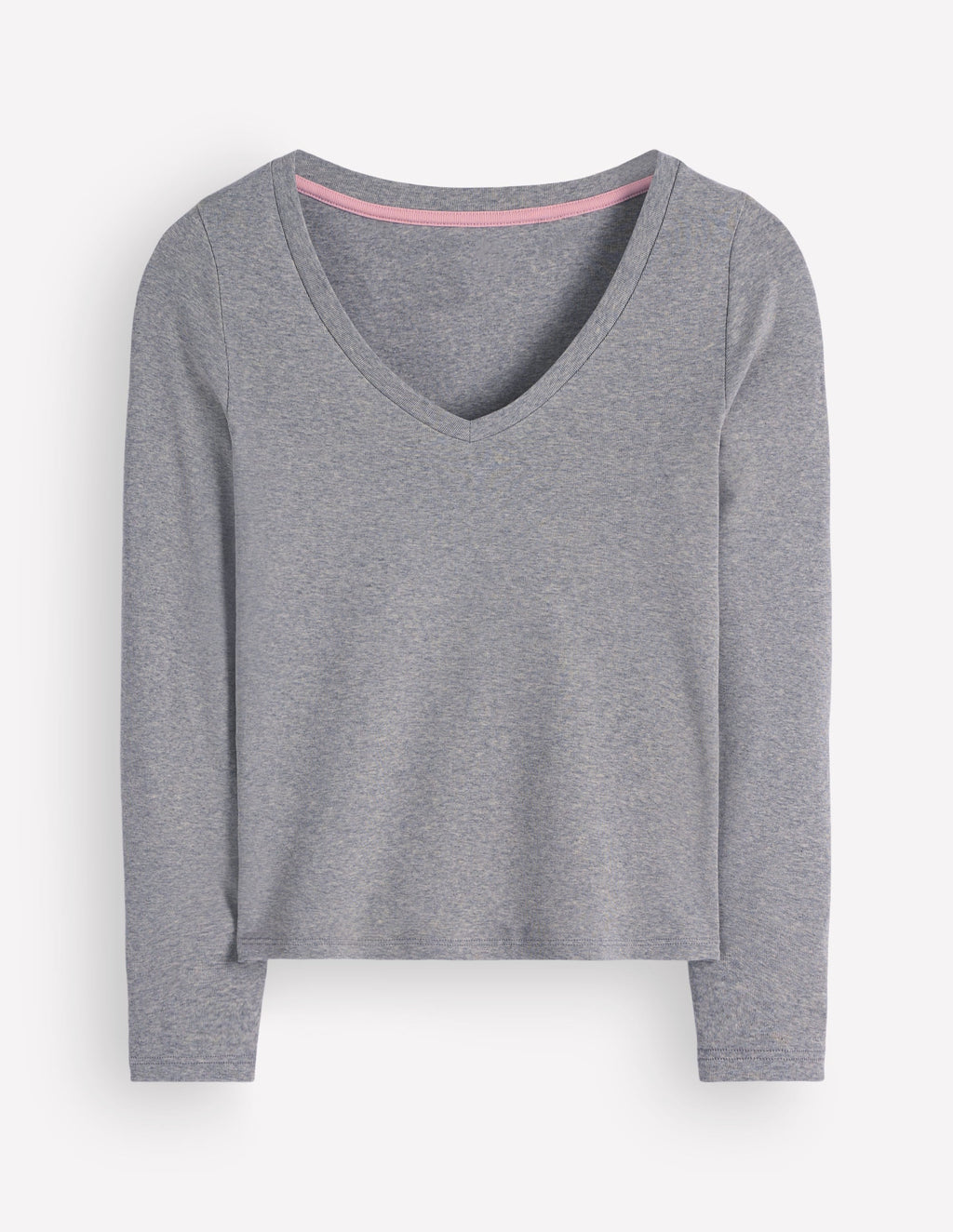 Essential V Neck Top-Grey Marl