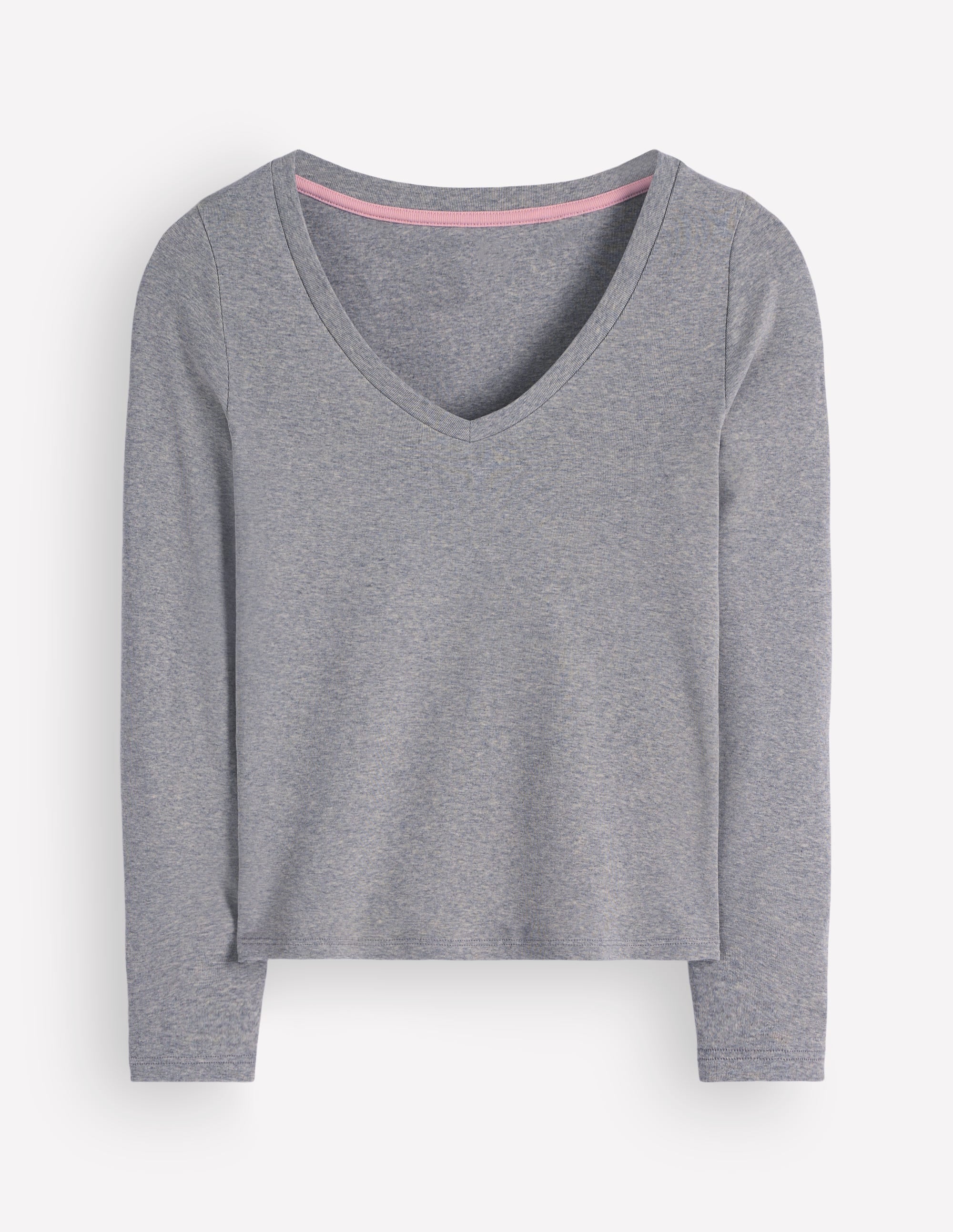 Essential V Neck Top-Grey Marl