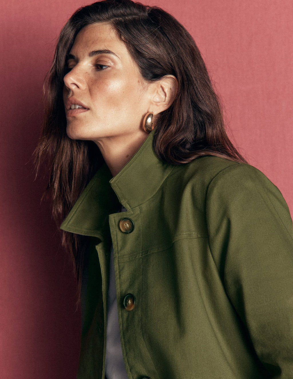 Fife Cotton Chore Jacket-Khaki Embellished